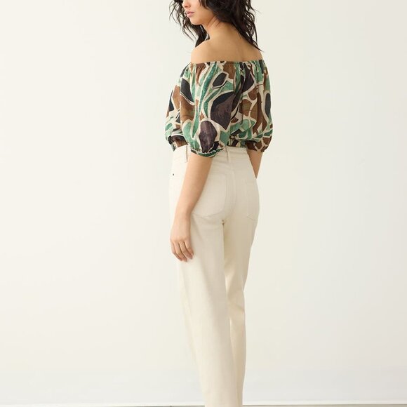 -Puffy-Sleeve cropped Blouse with Scoop Neckline sz small REITMAN - Picture 10 of 15